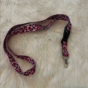 Pink Leopard Print Lanyard with Clip